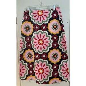 Boden Pink and Orange Midi A-Line Skirt